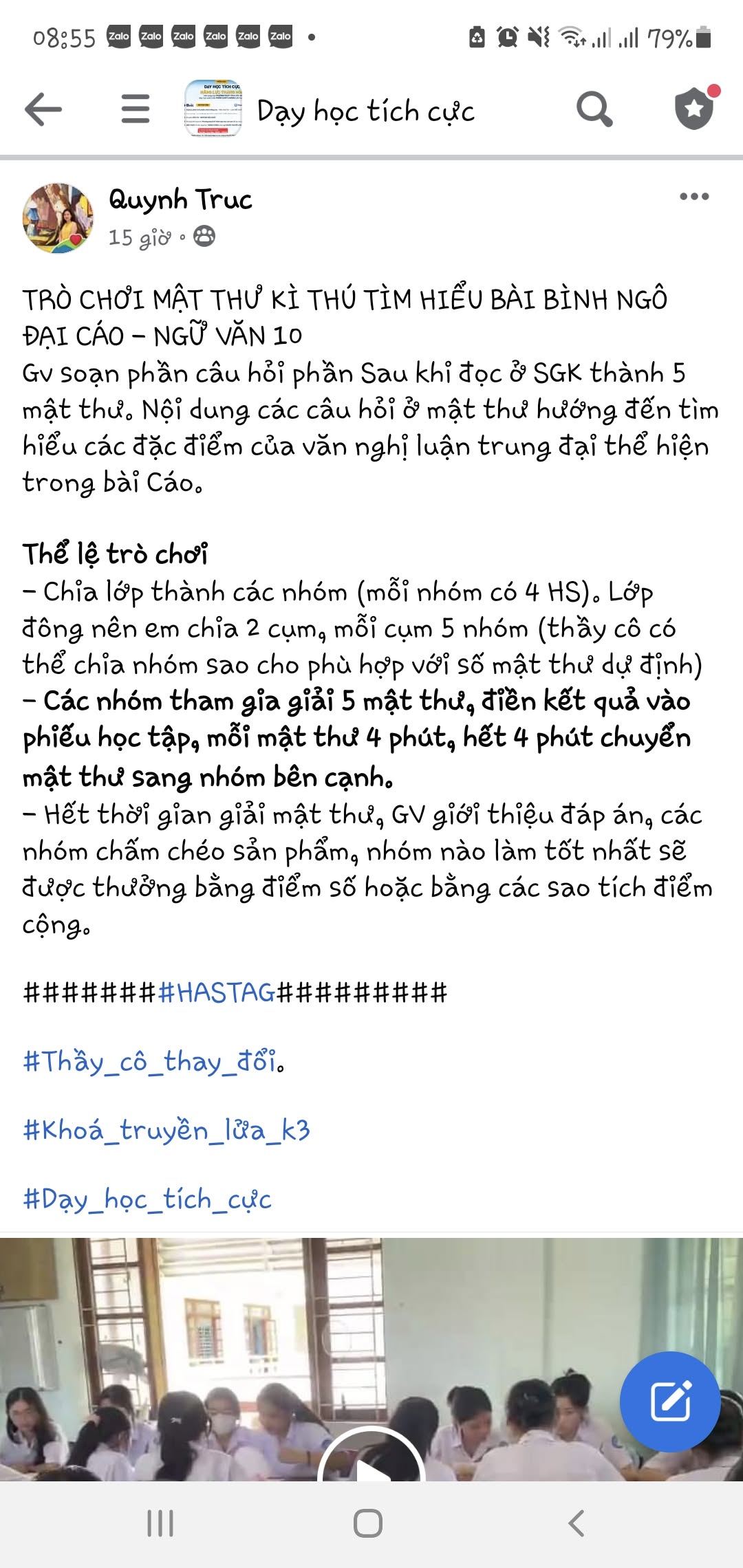 Lớp học thật áp dụng phương pháp 2