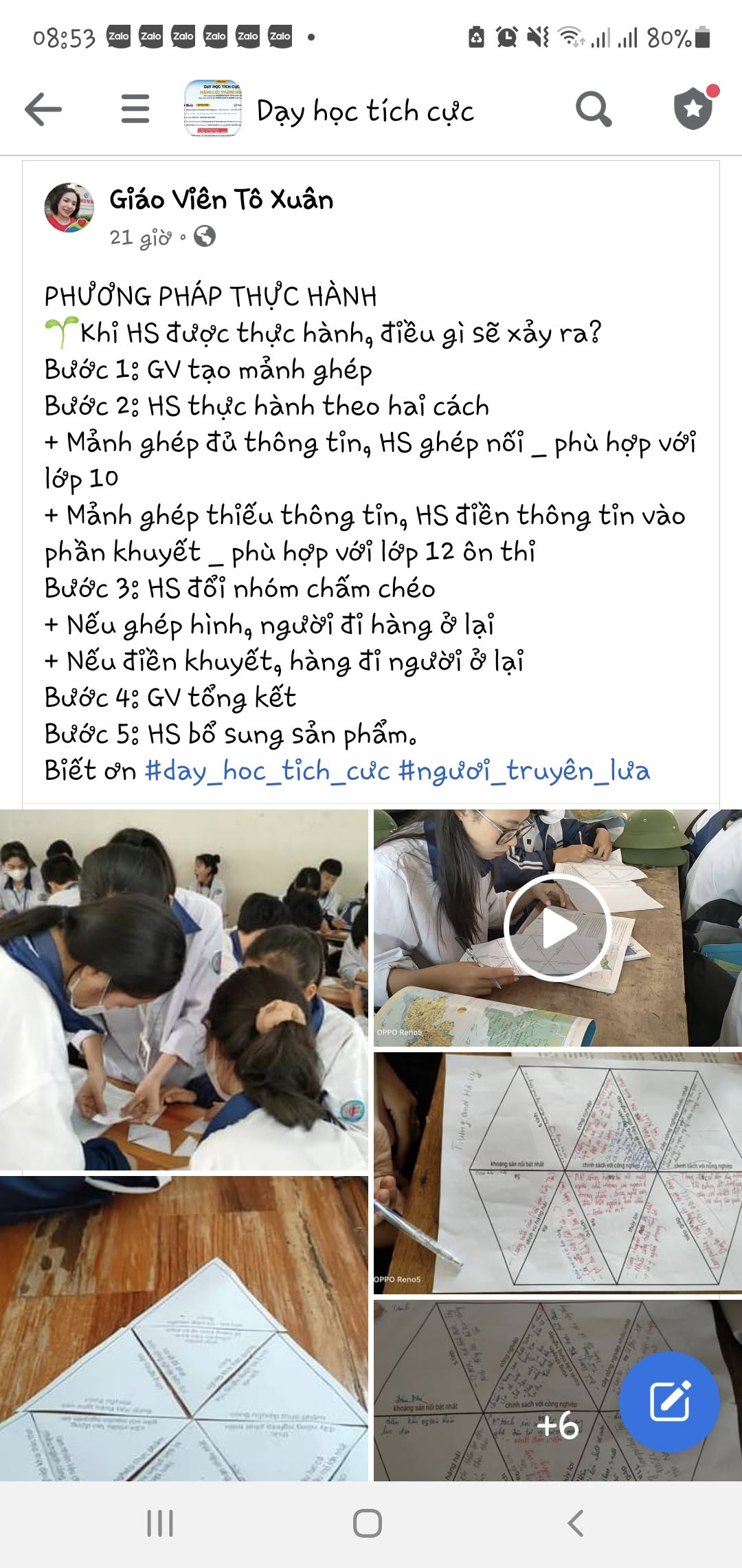 Lớp học thật áp dụng phương pháp 8