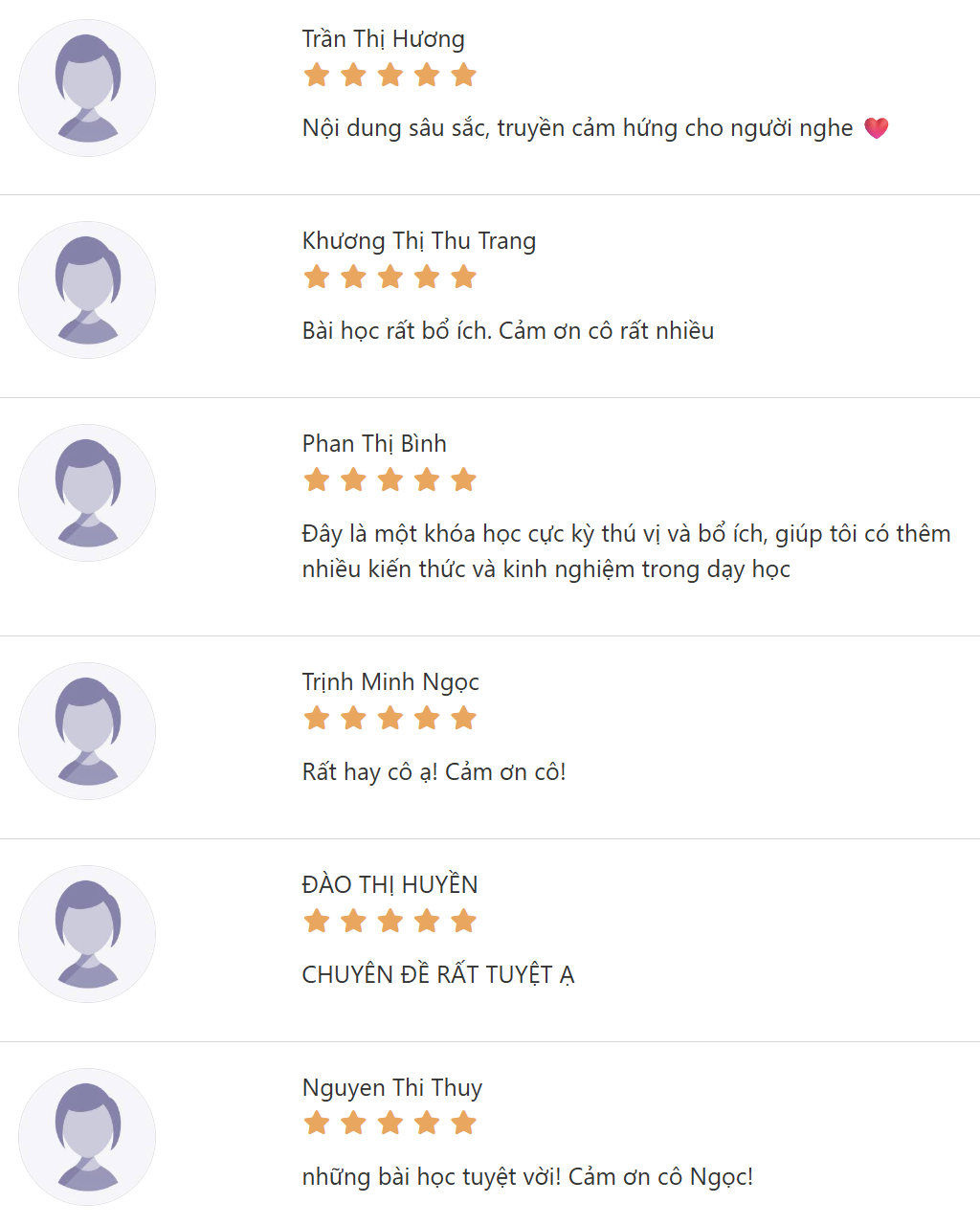 Phản hồi học viên 5